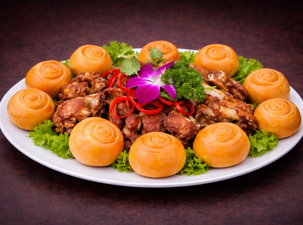 Gà rang muối bánh bao