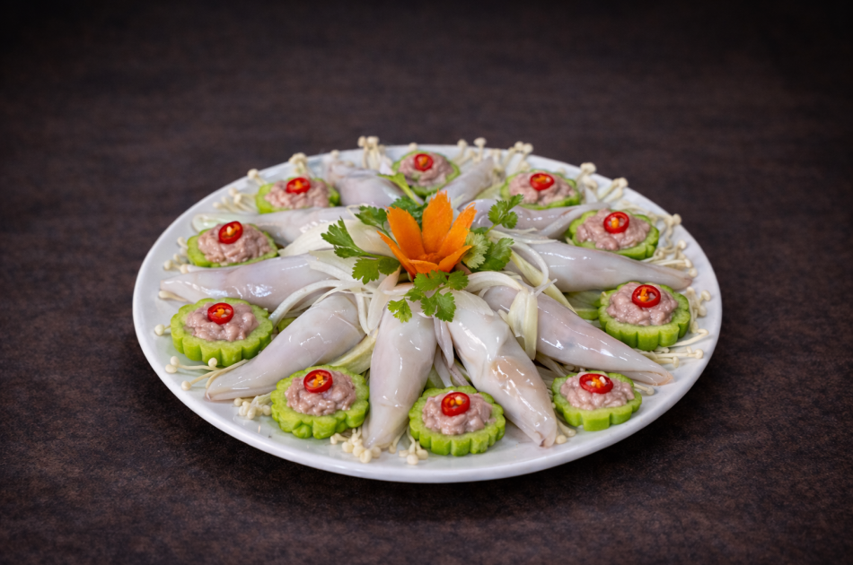 Mực nhồi bách hoa hấp